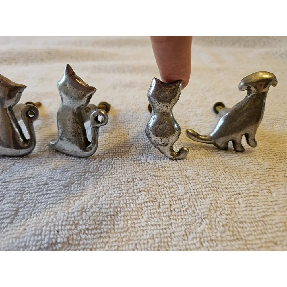 Set Of 6 Cat And Dog Drawer Pulls Metal